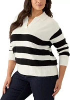 Plus Striped Polo Sweater