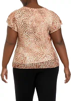 Plus Three Layered Ruffled Printed Top