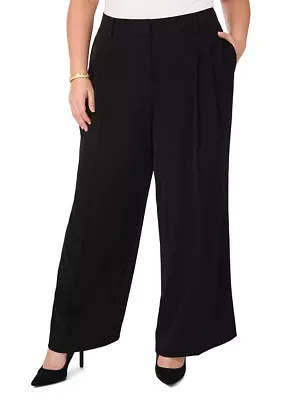 Plus Clean Trouser Pants with Inseam Slit