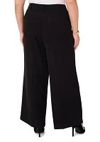 Plus Clean Trouser Pants with Inseam Slit