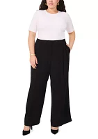 Plus Clean Trouser Pants with Inseam Slit