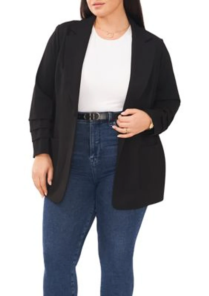 Plus Ruched Sleeve Blazer