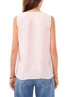 Petite Sleeveless Ruffle V-Neck Blouse