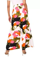 Petite Floral Wide Leg Pants