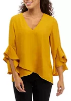 Vince Camuto Petite Flutter Sleeve Top