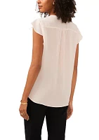 Petite Short Sleeve V-Neck Flutter Top