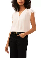 Petite Short Sleeve V-Neck Flutter Top