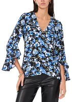 Petite Floral V-Neck Blouse