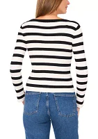 Petite Boat Neck Allover Stripe Top