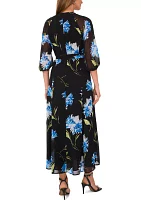 Petite Floral Puff Sleeve Maxi Dress