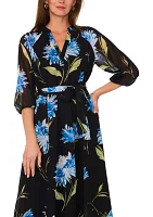 Petite Floral Puff Sleeve Maxi Dress