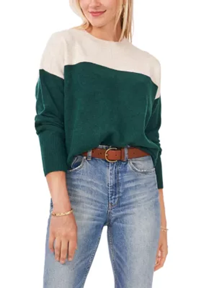 Petite Cozy Color Block Sweater