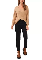 Petite V-Neck Front Seam Cozy Sweater