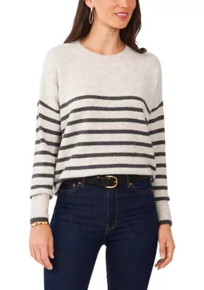 Women's Dolman Sleeve Striped Crew Sweater