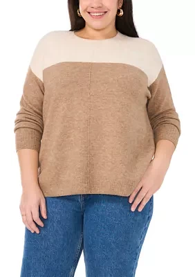 Plus Crew Cozy Cashmere Color Block Sweater