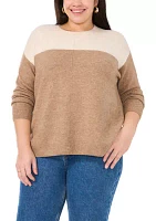 Plus Crew Cozy Cashmere Color Block Sweater