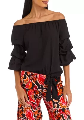 Petite Off the Shoulder Cha Sleeve Blouse