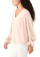 Petite V-Neck Smock Blouse