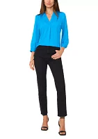 Women's 3/4 Sleeve Split Neck Rumple Blouse