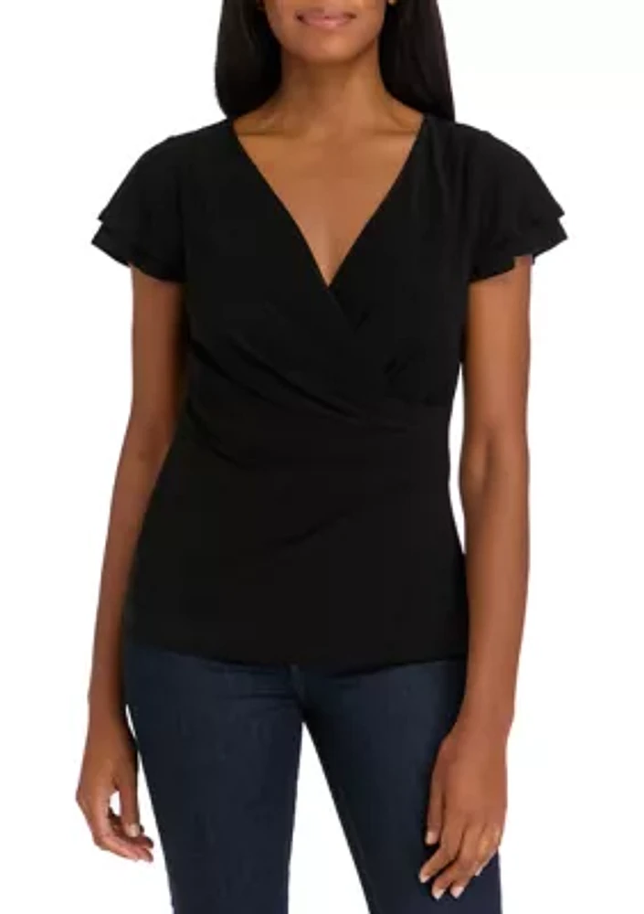 Women's Flutter Sleeve Wrap Top