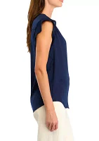 Women's Flutter Sleeve V-Neck Blouse