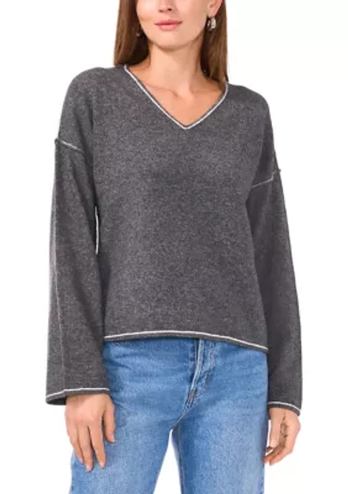 Women's Tipped V-Neck Sweater