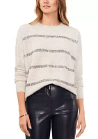 Women's Sequin Stripe Crew Neck Sweater