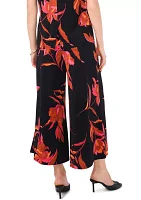 Women's Floral Wide Leg Cropped Pants