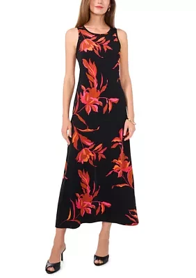 Women's Sleeveless Printed Midi Dress