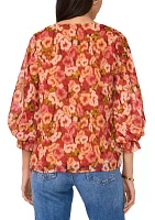 Women's Printed Smocked Sleeve Blouse