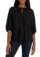 Women's 3/4 Sleeve Keyhole Blouse