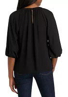 Women's 3/4 Sleeve Keyhole Blouse