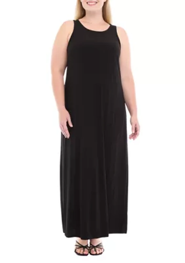 Plus Crew Neck Sleeveless Maxi Dress