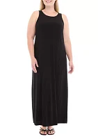 Plus Crew Neck Sleeveless Maxi Dress