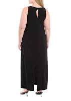 Plus Crew Neck Sleeveless Maxi Dress