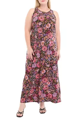 Plus Crew Neck Sleeveless Maxi Dress