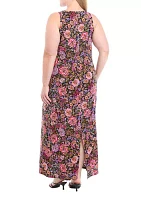 Plus Crew Neck Sleeveless Maxi Dress