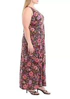 Plus Crew Neck Sleeveless Maxi Dress