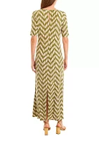 Women's Elbow Sleeve Chevron Printed Maxi Dress