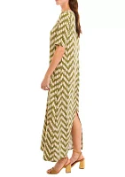 Women's Elbow Sleeve Chevron Printed Maxi Dress