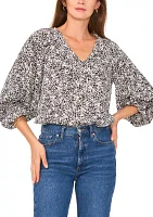 Women's 3/4 Sleeve V-Neck Floral Blouse