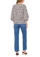 Women's 3/4 Sleeve V-Neck Floral Blouse