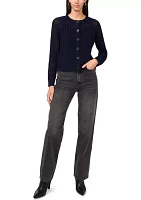 Women's Button Front Pointelle Cardigan