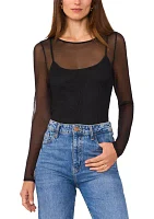 Women's Solid Mesh Top