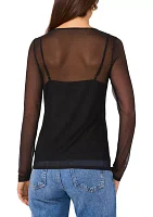 Women's Solid Mesh Top