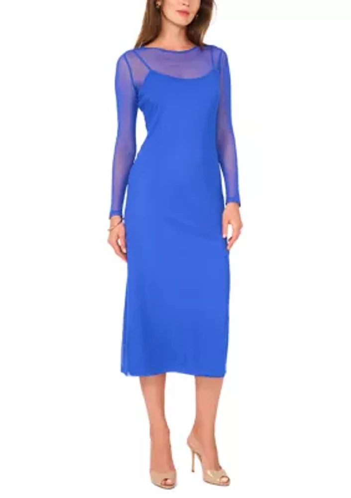 Women's Solid Mesh Dress