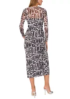 Women's Geo Mesh Printed Midi Dress