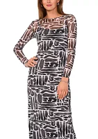 Women's Geo Mesh Printed Midi Dress