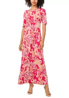 Women's Elbow Sleeve Paisley Print Dress