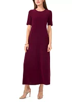 Women's Elbow Sleeve Solid Maxi Dress